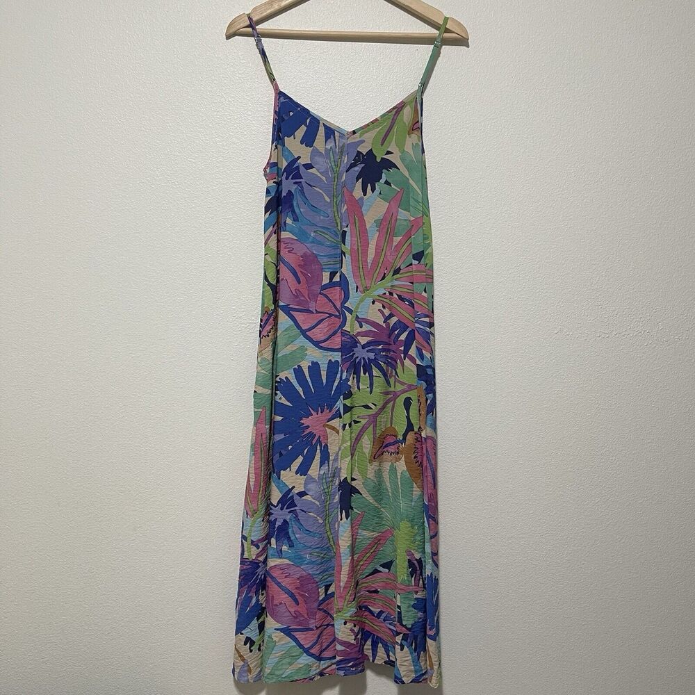 LC Waikiki Dress Women Size 36 Floral Printed Midi A-Line Heart Collar Sundress - Picture 2 of 5